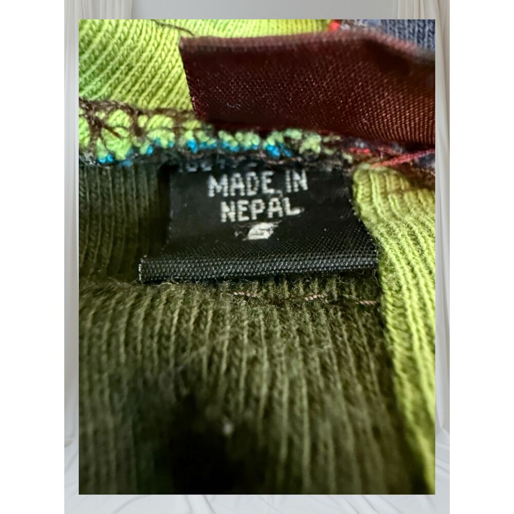 Boho Hippie Patchwork Hoodie Jacket Multicolor Sl… - image 8